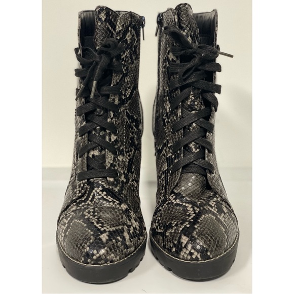 *SOLD* Call It Spring Faux Snakeskin Heeled Boots Gray & Black Size 9 - Picture 2 of 5